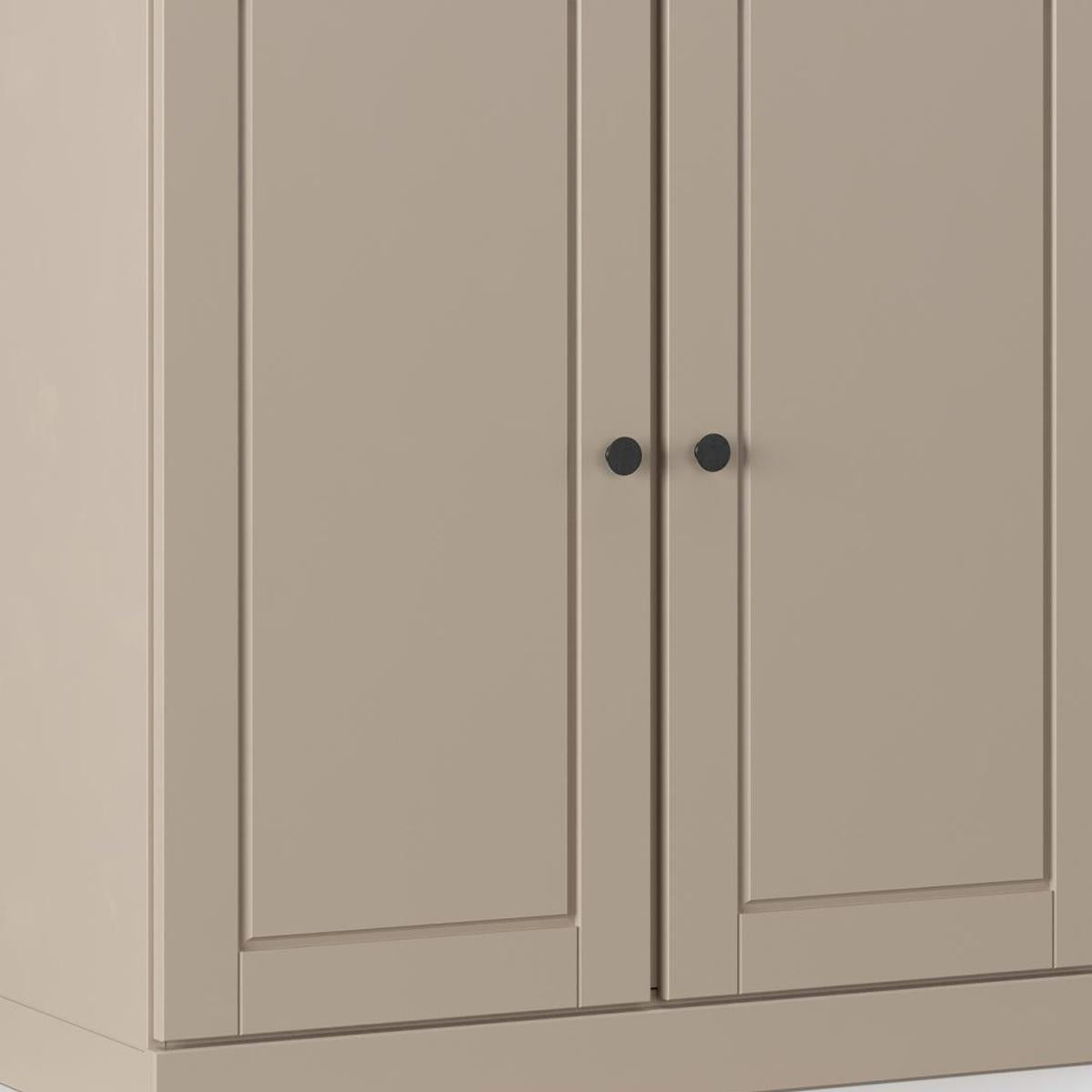 32" Beige Solid Wood Raised Panel Double Door Linen Cabinet