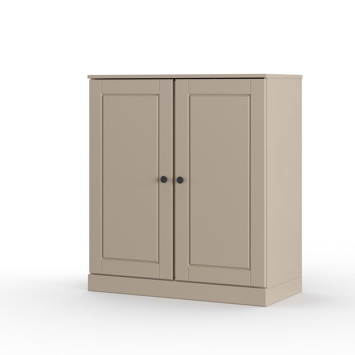 32" Beige Solid Wood Raised Panel Double Door Linen Cabinet