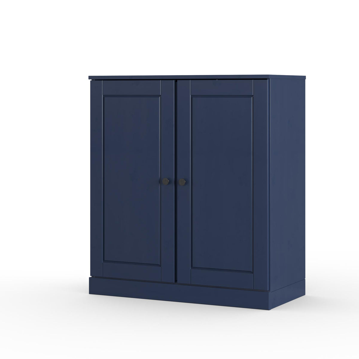 32" Navy Blue Solid Wood Raised Panel Double Door Linen Cabinet