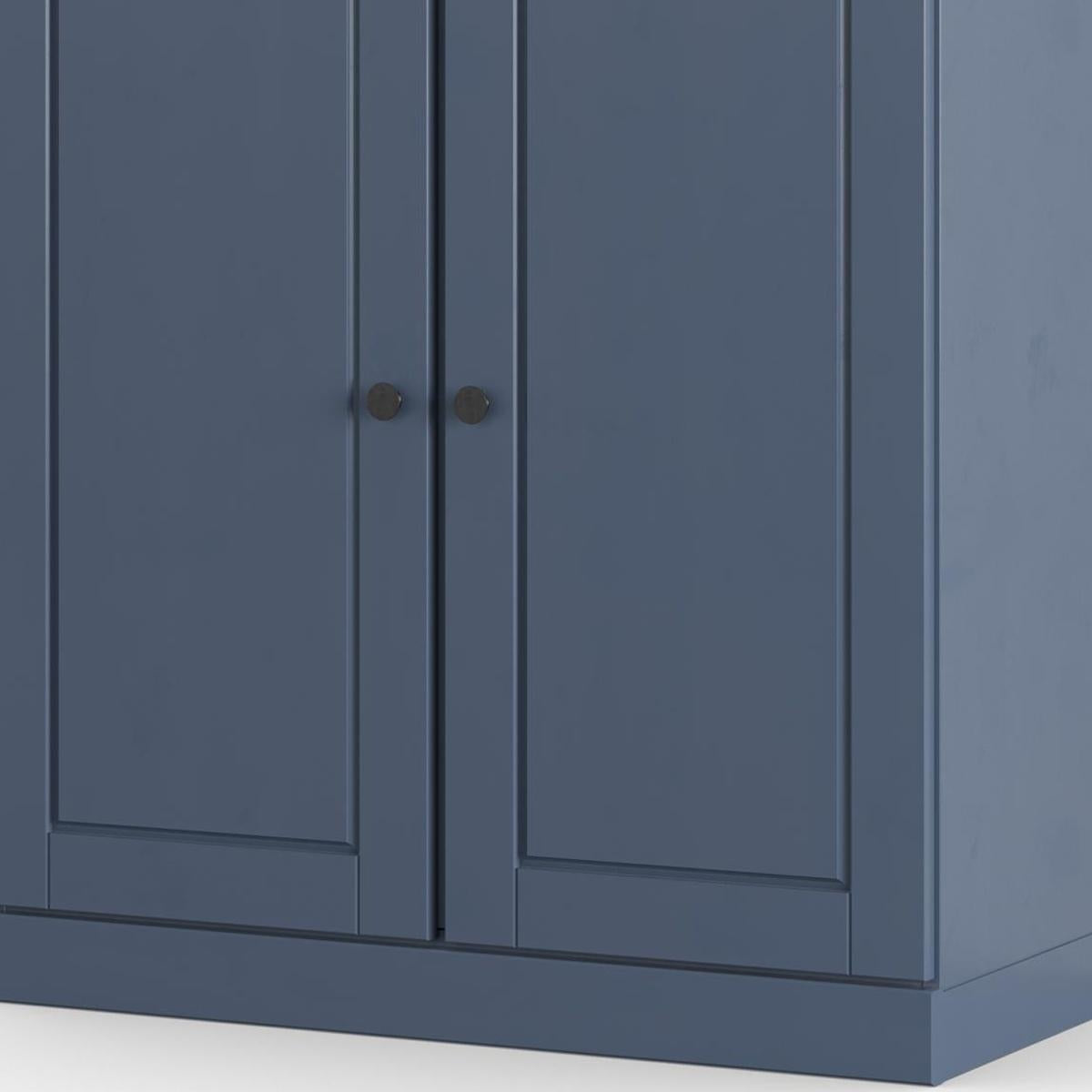 32" French Blue Solid Wood Raised Panel Double Door Linen Cabinet