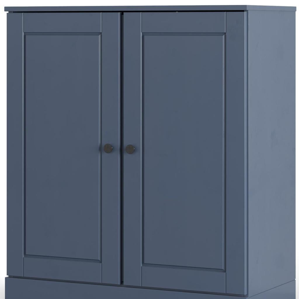 32" French Blue Solid Wood Raised Panel Double Door Linen Cabinet