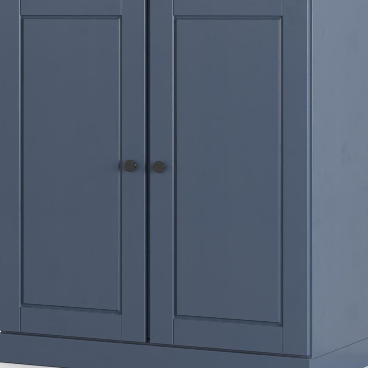 32" French Blue Solid Wood Raised Panel Double Door Linen Cabinet