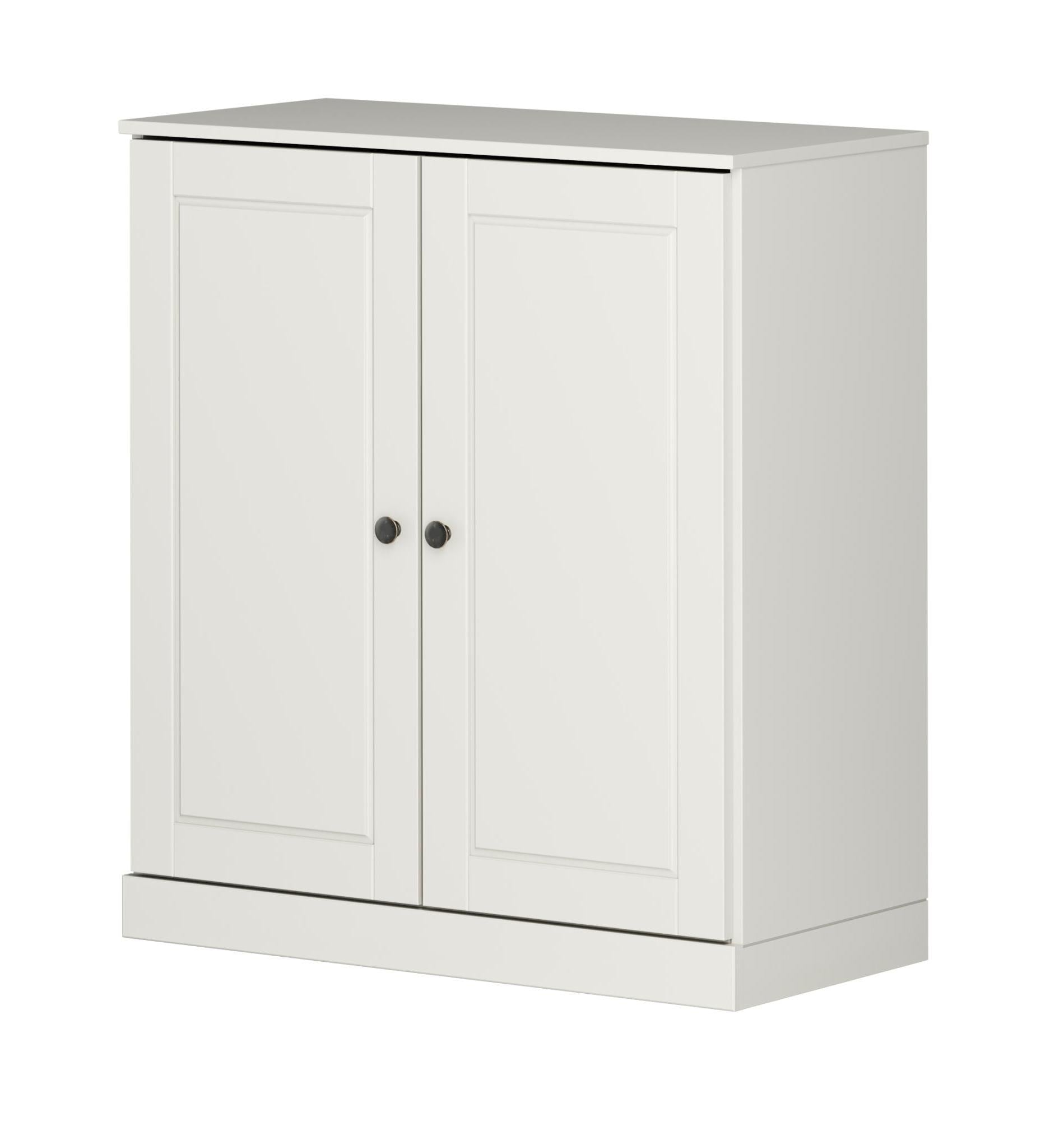 32" Off White Solid Wood Raised Panel Double Door Linen Cabinet