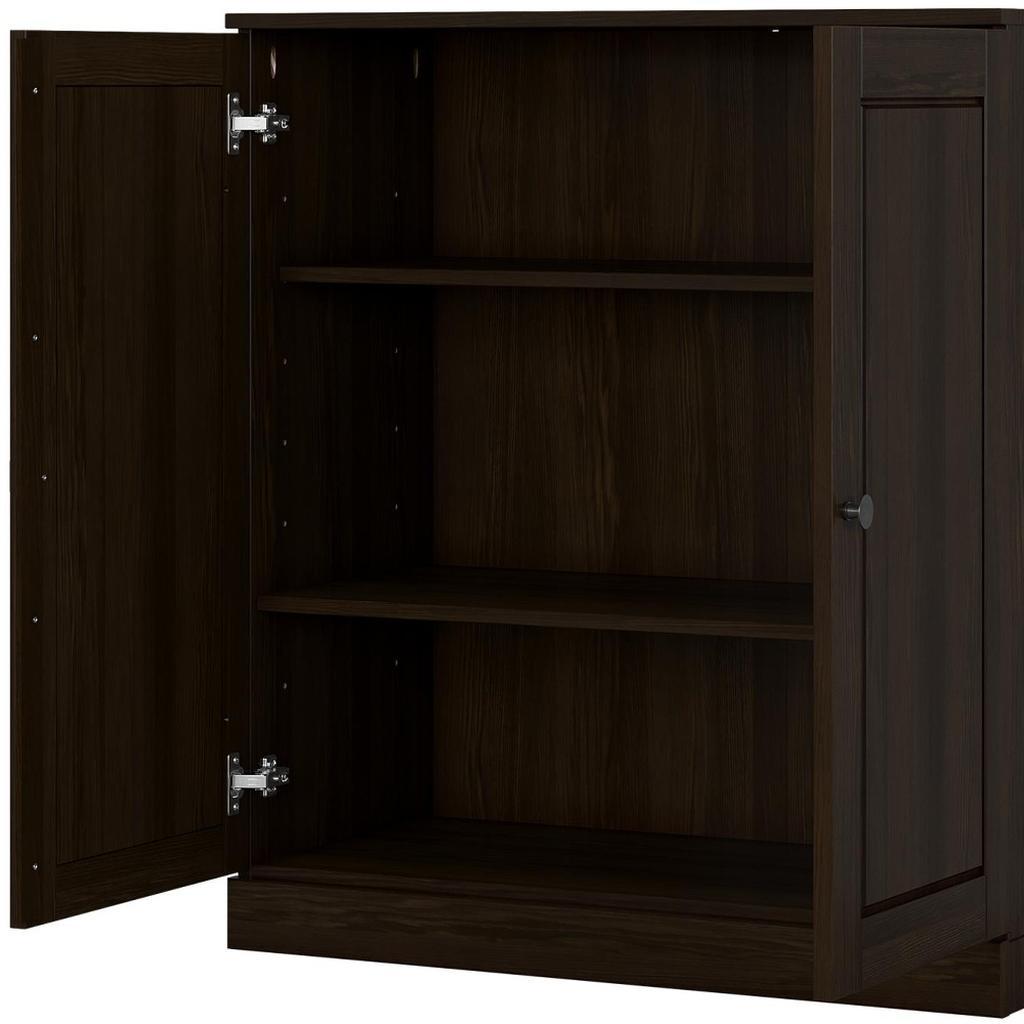 32" Espresso Solid Wood Raised Panel Double Door Linen Cabinet