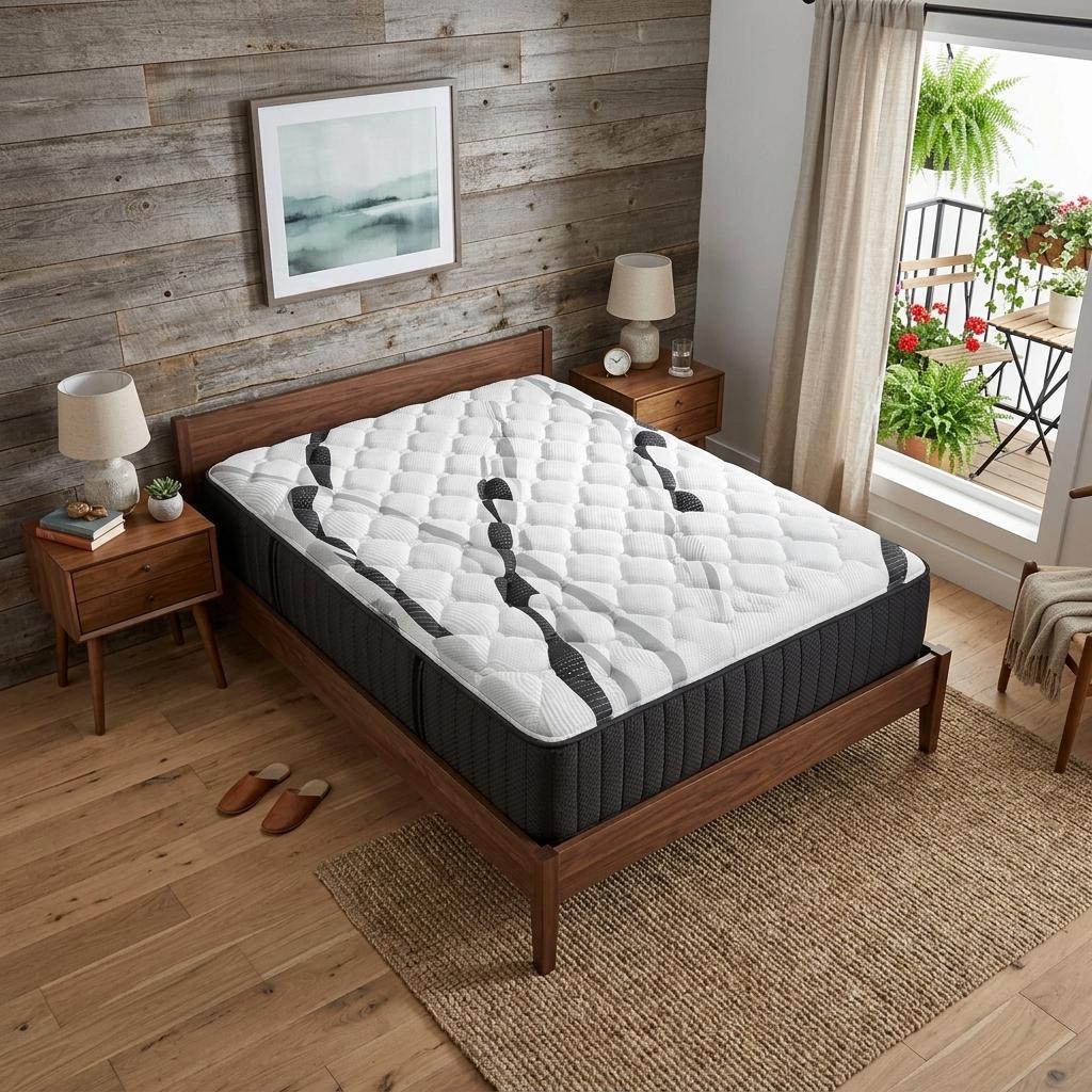 14" Graphite And Titanium Infused Split California King Gel Memory Foam Firm Hybrid Mattress