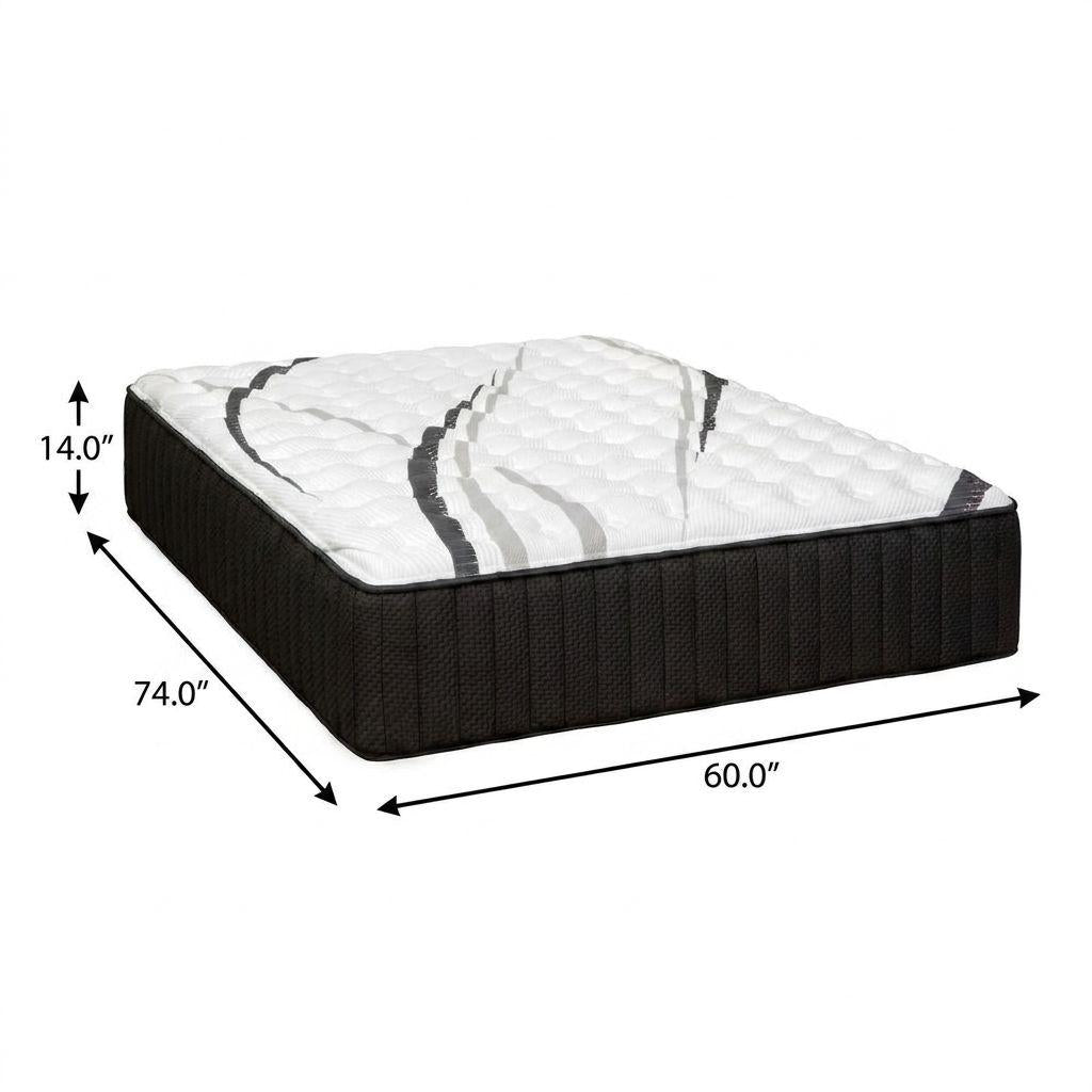 14" Graphite And Titanium Infused Short Queen 60 x 74 Gel Memory Foam Firm Hybrid Mattress