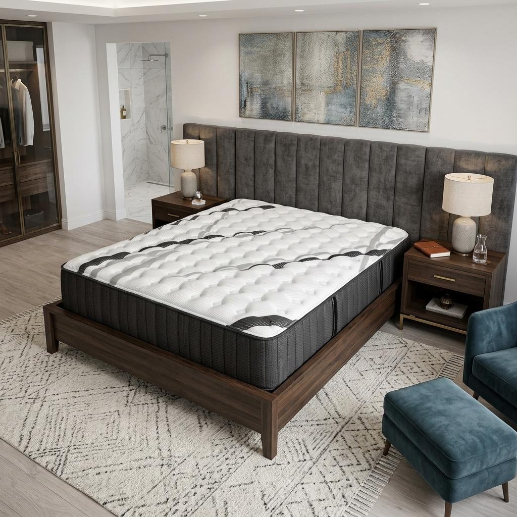 14" Graphite And Titanium Infused King Gel Memory Foam Firm Hybrid Mattress