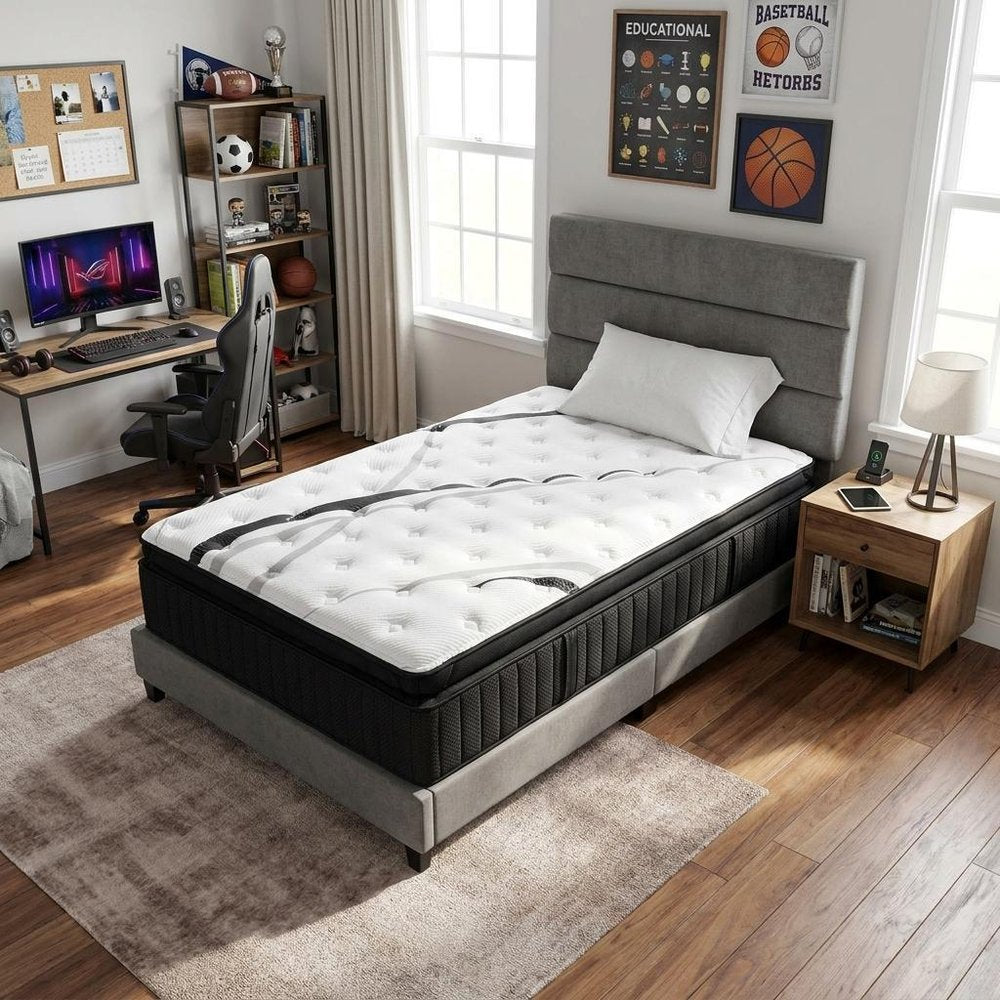 16" Graphite And Titanium Infused Twin Gel Memory Foam Ultra plush Hybrid Mattress