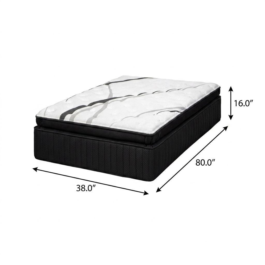 16" Graphite And Titanium Infused Twin XL Gel Memory Foam Ultra plush Hybrid Mattress