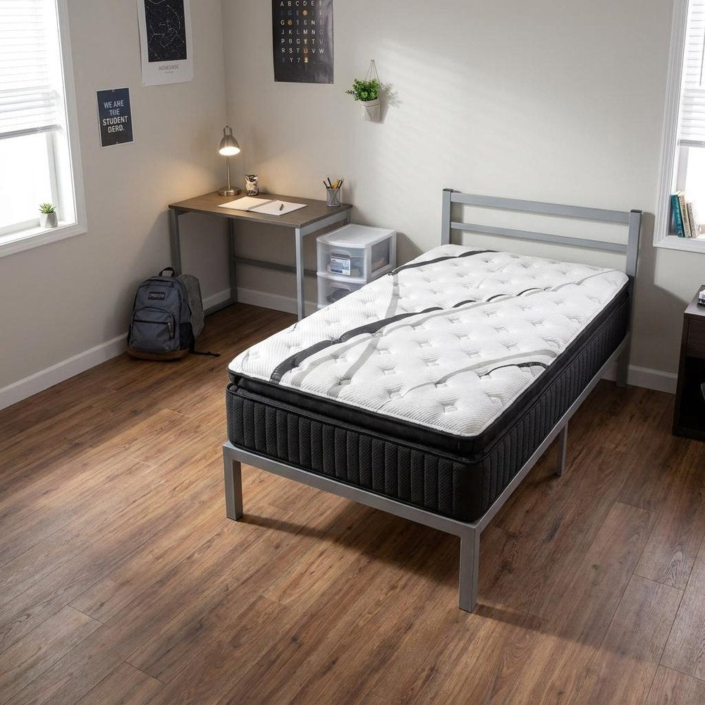 16" Graphite And Titanium Infused Twin Gel Memory Foam Ultra plush Hybrid Mattress