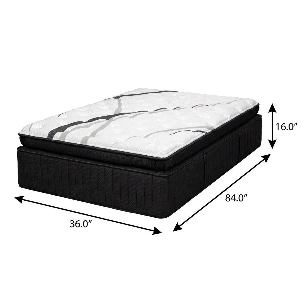16" Graphite And Titanium Infused Split California King Gel Memory Foam Ultra plush Hybrid Mattress