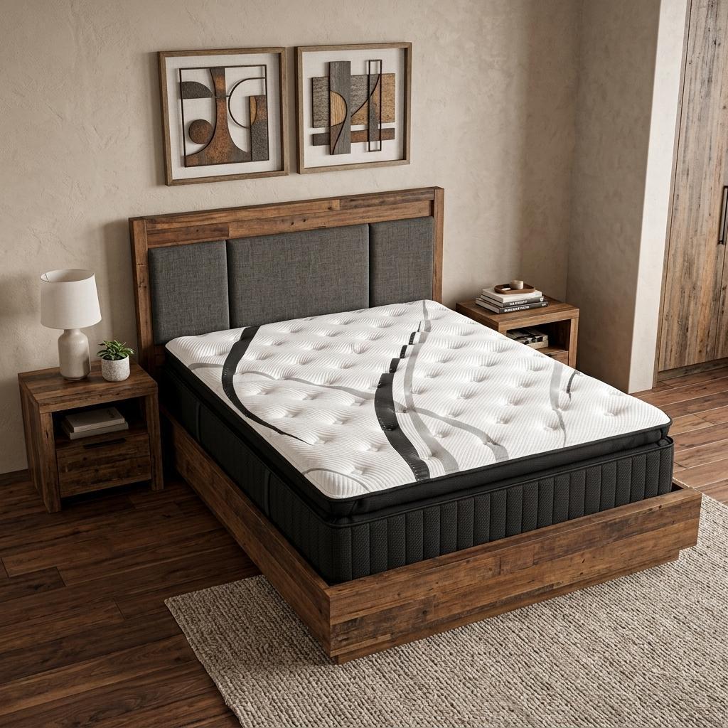 16" Graphite And Titanium Infused Queen Gel Memory Foam Ultra plush Hybrid Mattress