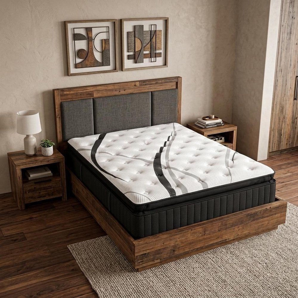 16" Graphite And Titanium Infused Twin Gel Memory Foam Ultra plush Hybrid Mattress
