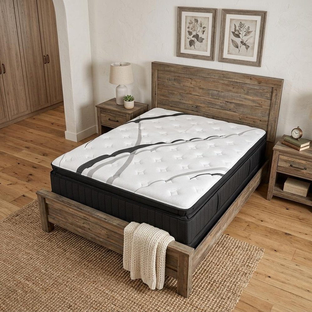 16" Graphite And Titanium Infused Twin Gel Memory Foam Ultra plush Hybrid Mattress