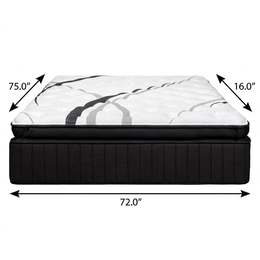 16" Graphite And Titanium Infused Short King 72 x 75 Gel Memory Foam Ultra plush Hybrid Mattress