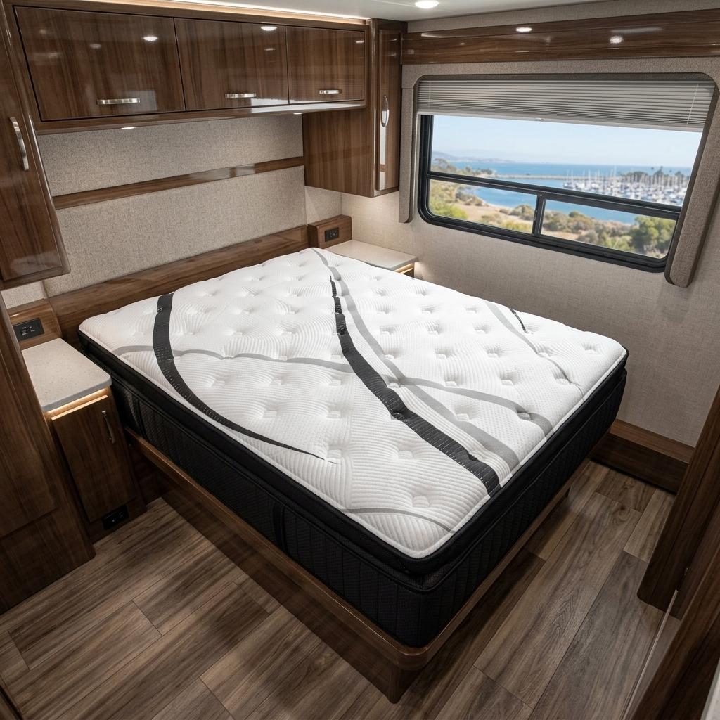 16" Graphite And Titanium Infused RV King 72 x 80 Gel Memory Foam Ultra plush Hybrid Mattress