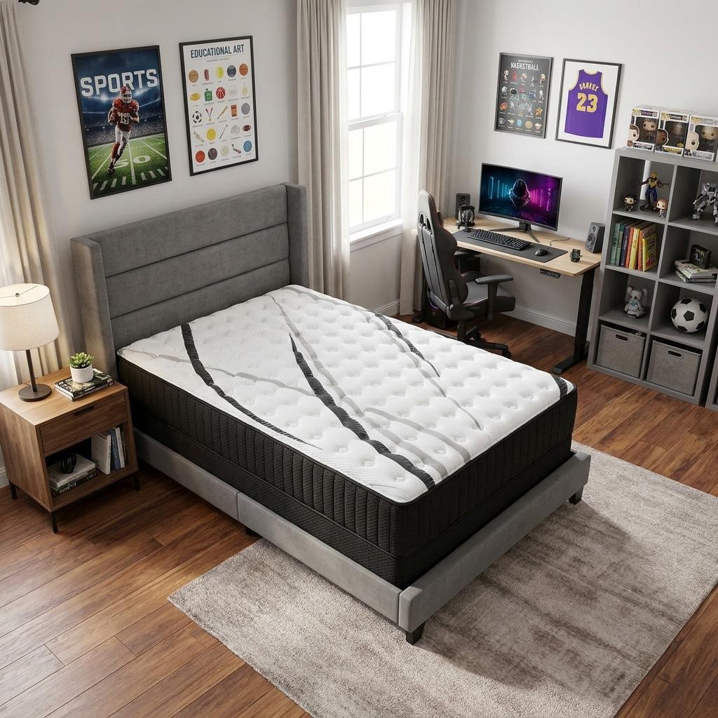 14" Graphite And Titanium Infused Twin Gel Memory Foam Medium Hybrid Mattress