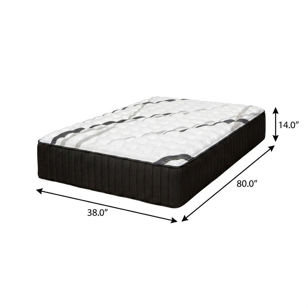 14" Graphite And Titanium Infused Twin XL Gel Memory Foam Medium Hybrid Mattress