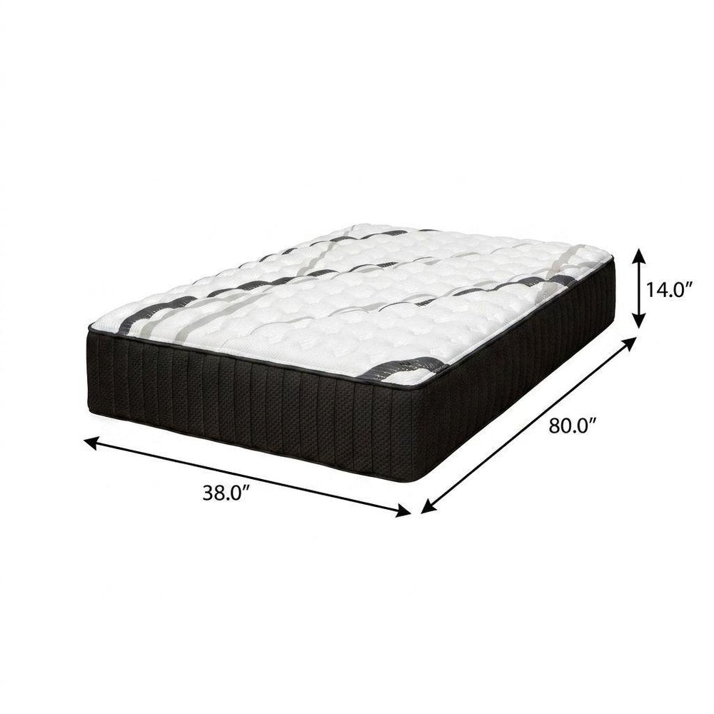 14" Graphite And Titanium Infused Twin Gel Memory Foam Medium Hybrid Mattress