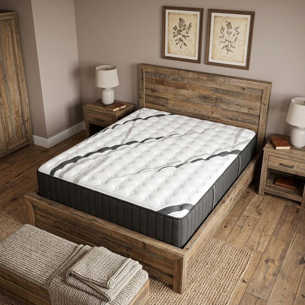 14" Graphite And Titanium Infused Twin Gel Memory Foam Medium Hybrid Mattress