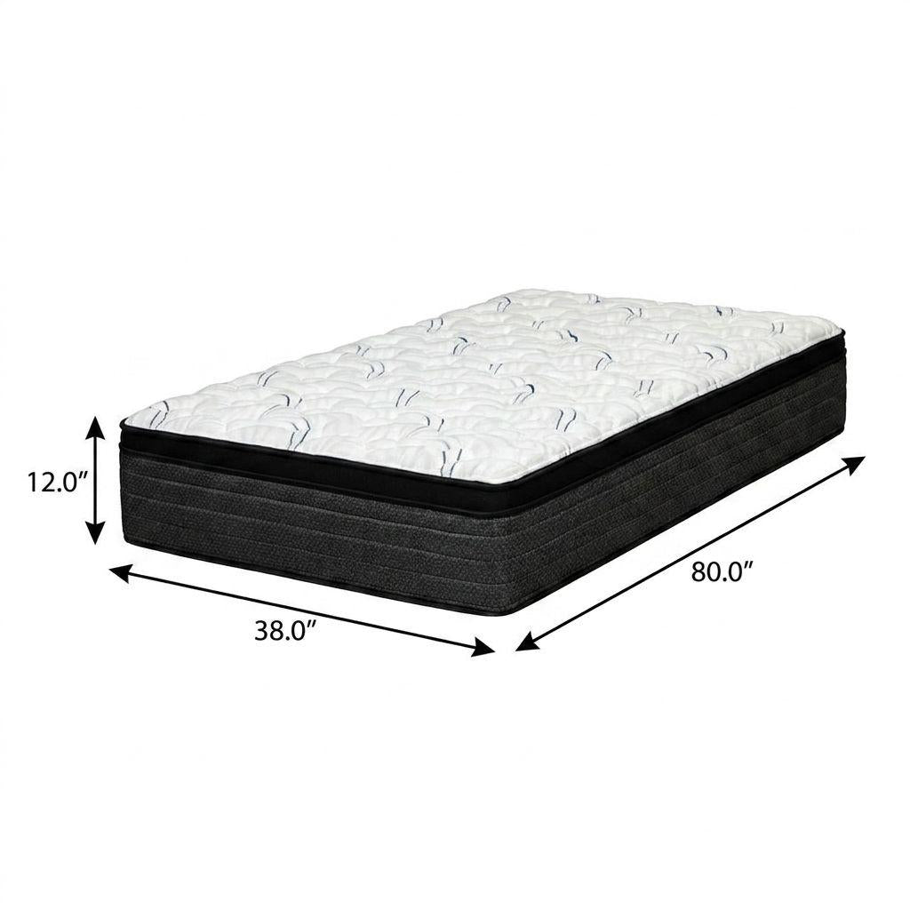 12" Twin XL Foam Plush Euro Top Hybrid Mattress