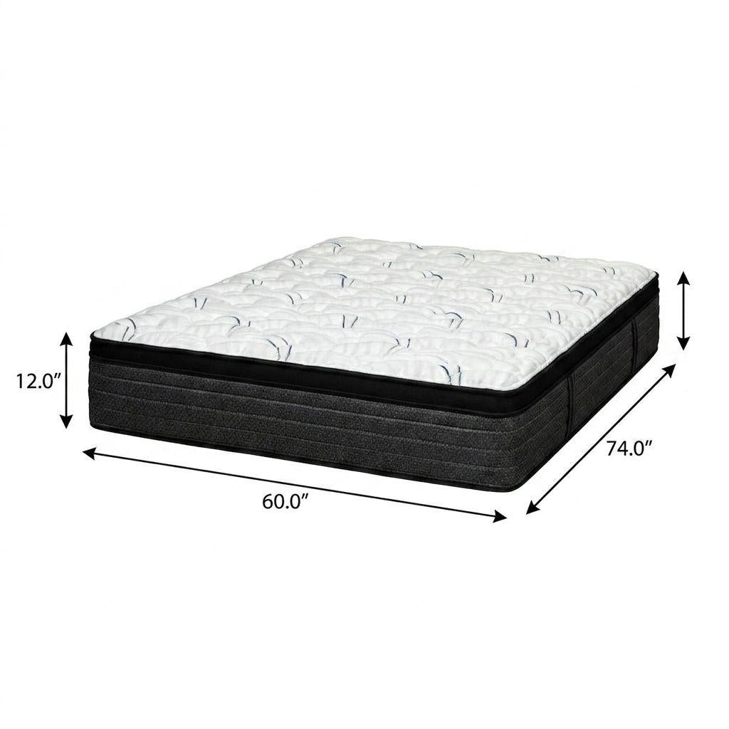 12" Short Queen 60 x 74 Foam Plush Euro Top Hybrid Mattress