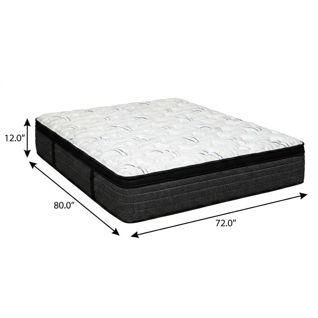 12" RV King 72 x 80 Foam Plush Euro Top Hybrid Mattress