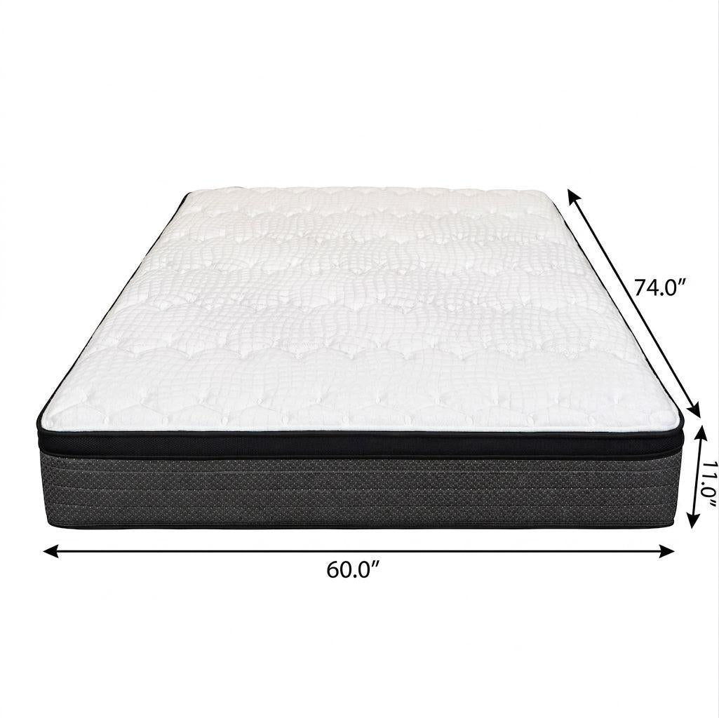 11" Short Queen 60 x 74 Foam Plush Euro Top Hybrid Mattress