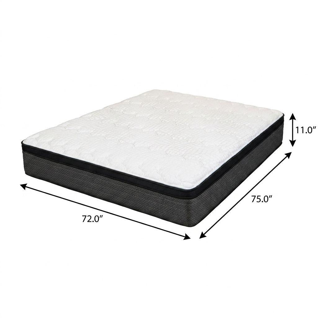 11" Short King 72 x 75 Foam Plush Euro Top Hybrid Mattress