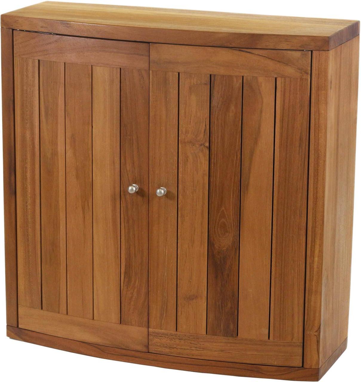 24" Brown Solid Wood Wall Mounted Double Door Bathroom Cabinet