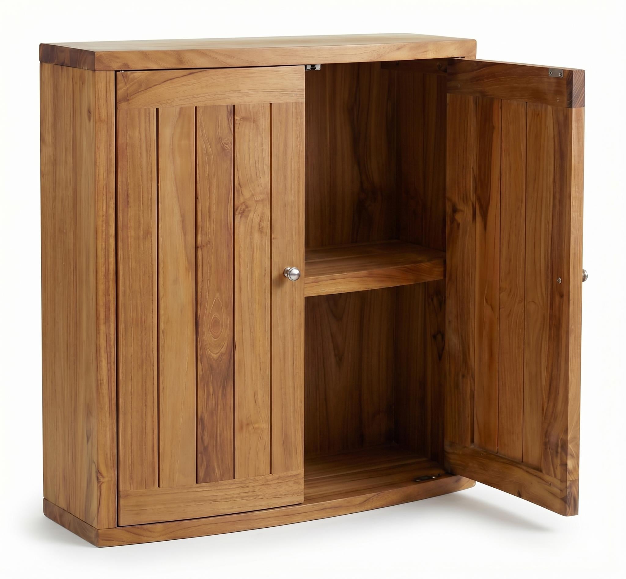 24" Brown Solid Wood Wall Mounted Double Door Bathroom Cabinet