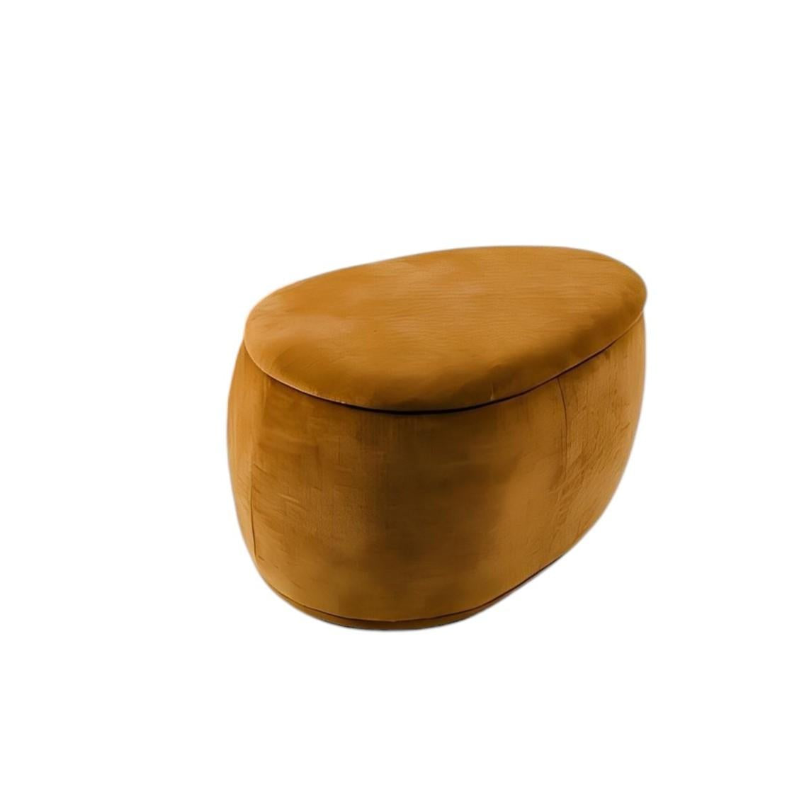 34" Set of Two Gold Chenille Oval Ottoman With Storage