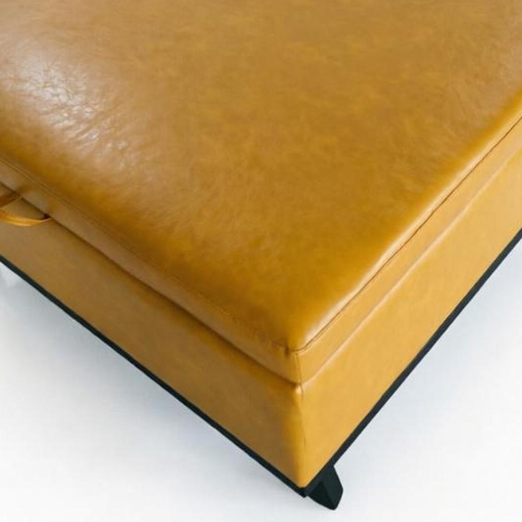 37" Yellow And Black Faux Leather Ottoman With Storage
