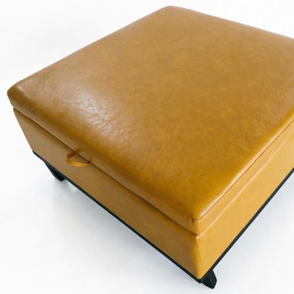 37" Yellow And Black Faux Leather Ottoman With Storage