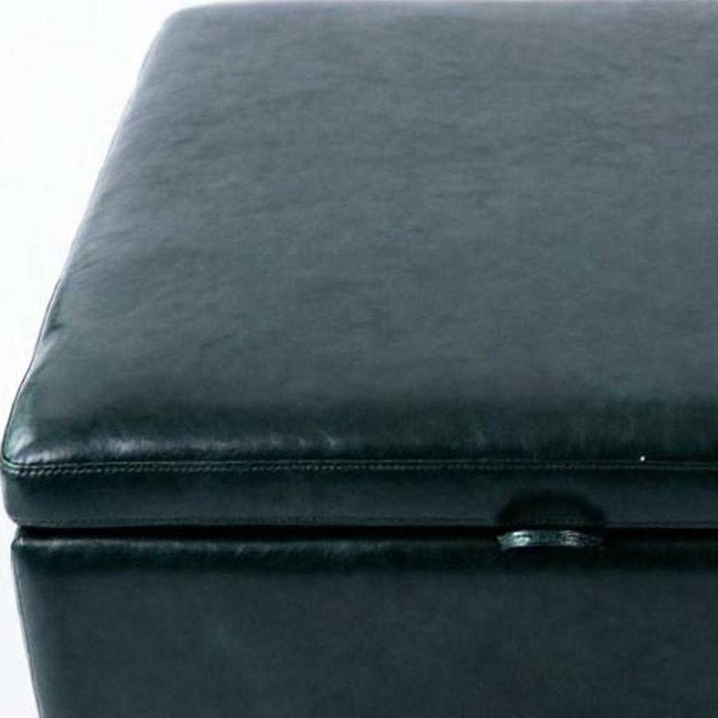 37" Blue And Black Faux Leather Ottoman With Storage