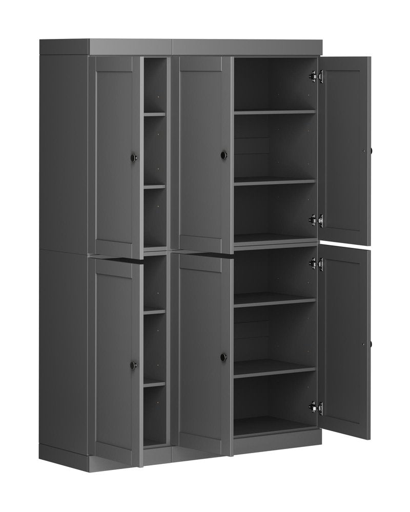 72" Gray Solid Wood 8 Pantry Or Storage Closet