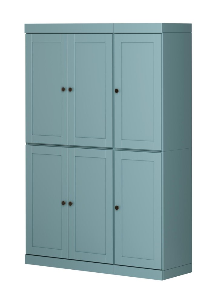 72" Aqua Solid Wood 8 Pantry Or Storage Closet