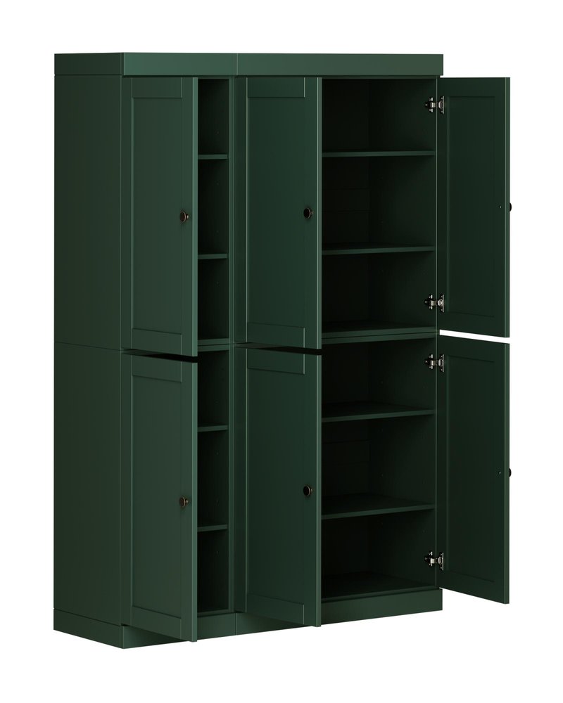 72" Green Solid Wood 8 Pantry Or Storage Closet