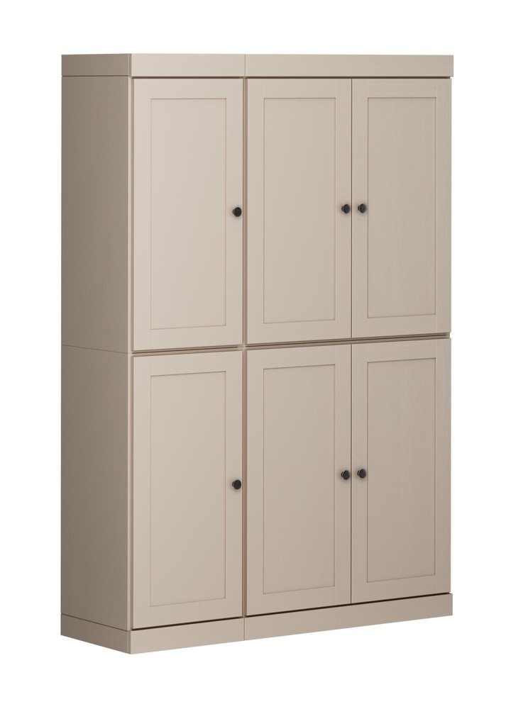 72" Beige Solid Wood 8 Pantry Or Storage Closet