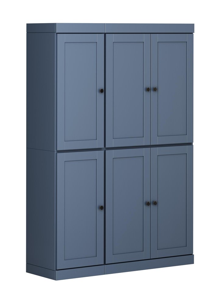72" French Blue Solid Wood 8 Pantry Or Storage Closet