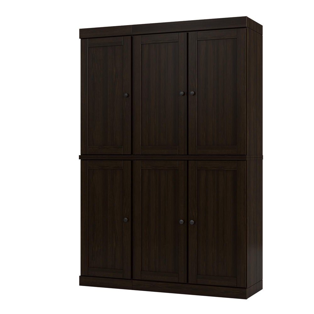 72" Espresso Solid Wood 8 Pantry Or Storage Closet