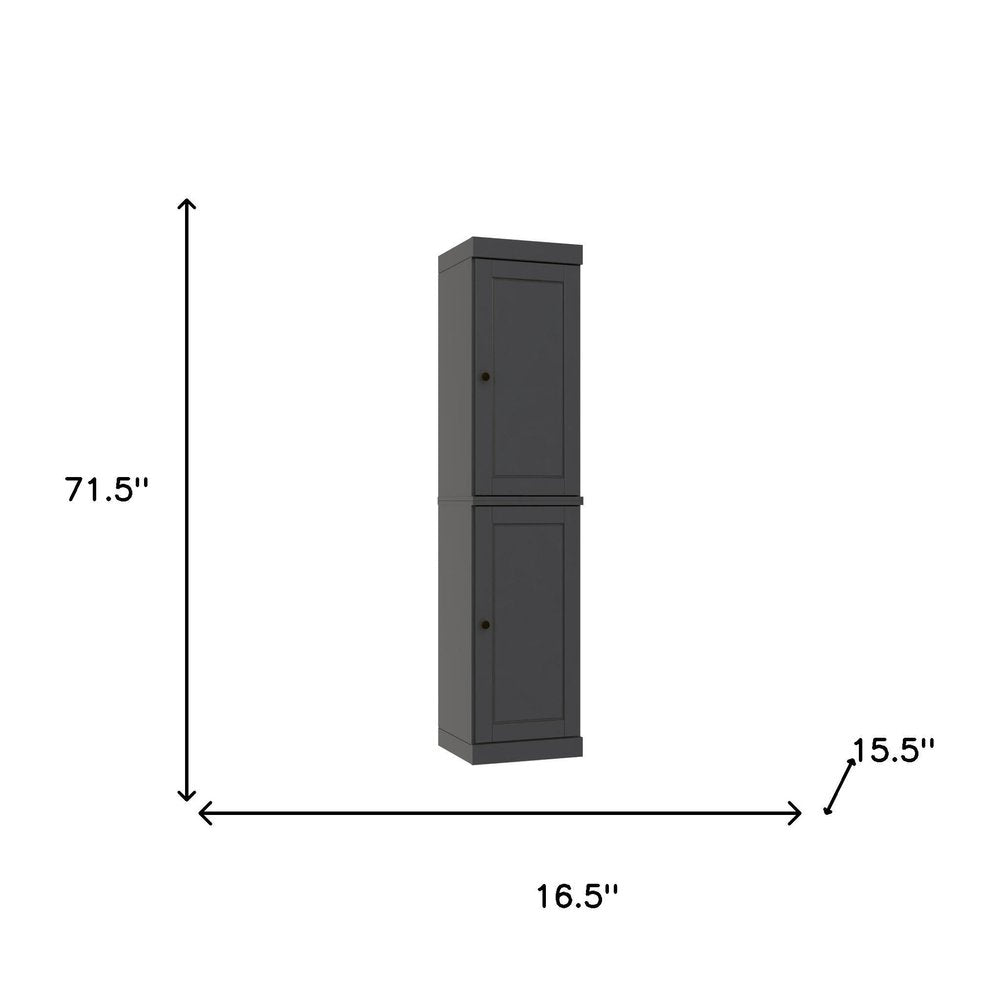 72" Gray Solid Wood Two Door Pantry Or Storage Closet