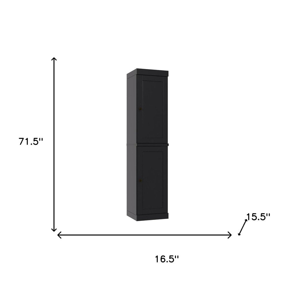 72" Black Solid Wood Two Door Pantry Or Storage Closet