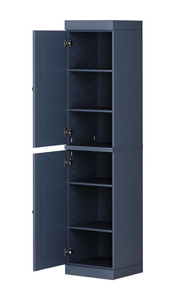72" French Blue Solid Wood Two Door Pantry Or Storage Closet