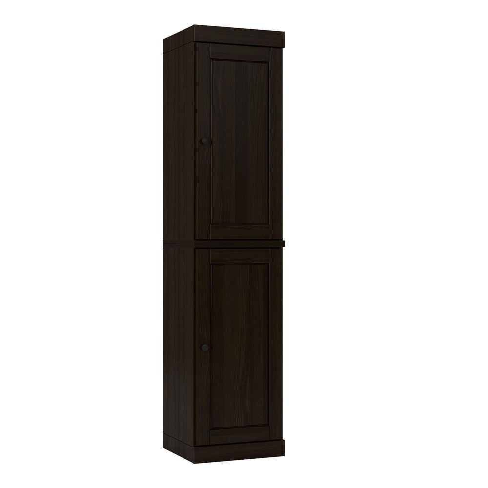 72" Espresso Solid Wood Two Door Pantry Or Storage Closet