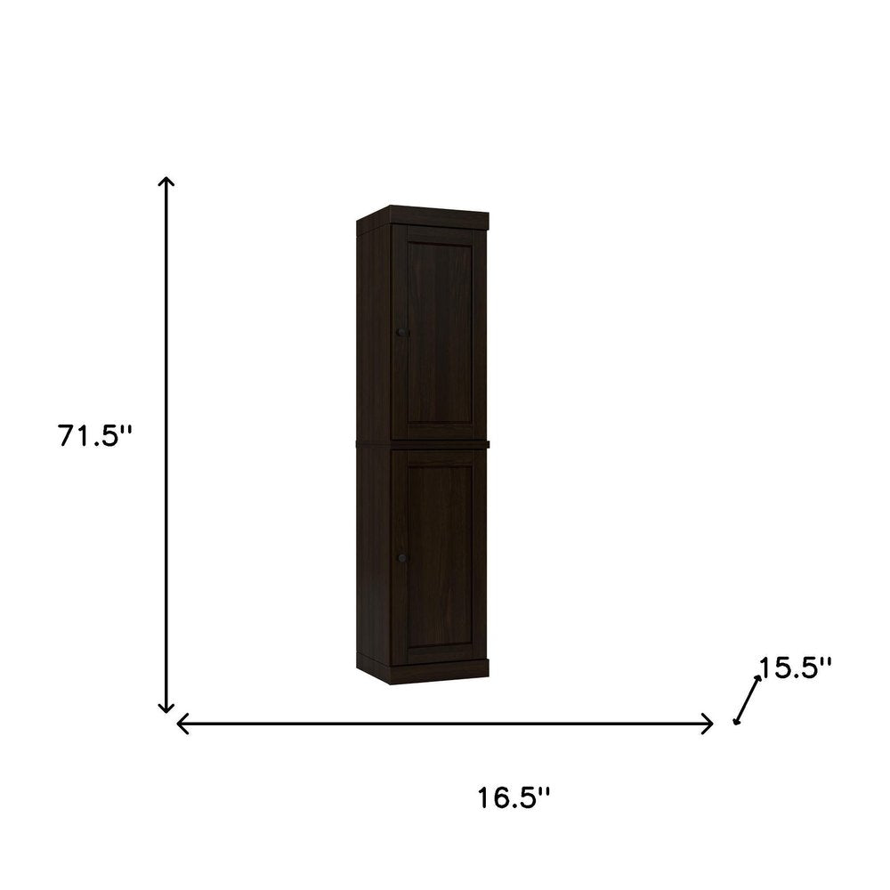 72" Espresso Solid Wood Two Door Pantry Or Storage Closet