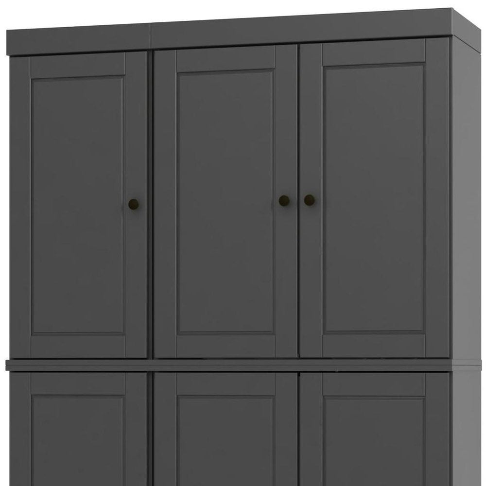 72" Gray Solid Wood 8 Pantry Or Storage Closet