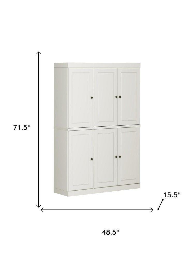 72" Off White Solid Wood 8 Pantry Or Storage Closet