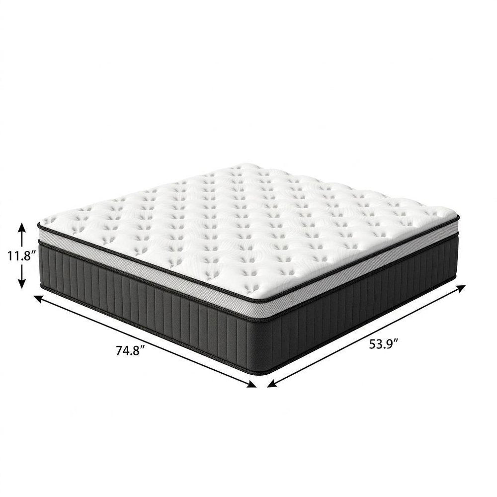 12" Full Double Memory Foam Medium Euro Top Hybrid Mattress