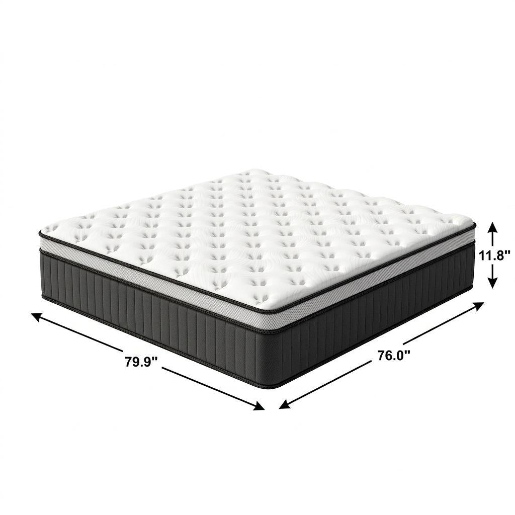 12" King Memory Foam Medium Euro Top Hybrid Mattress